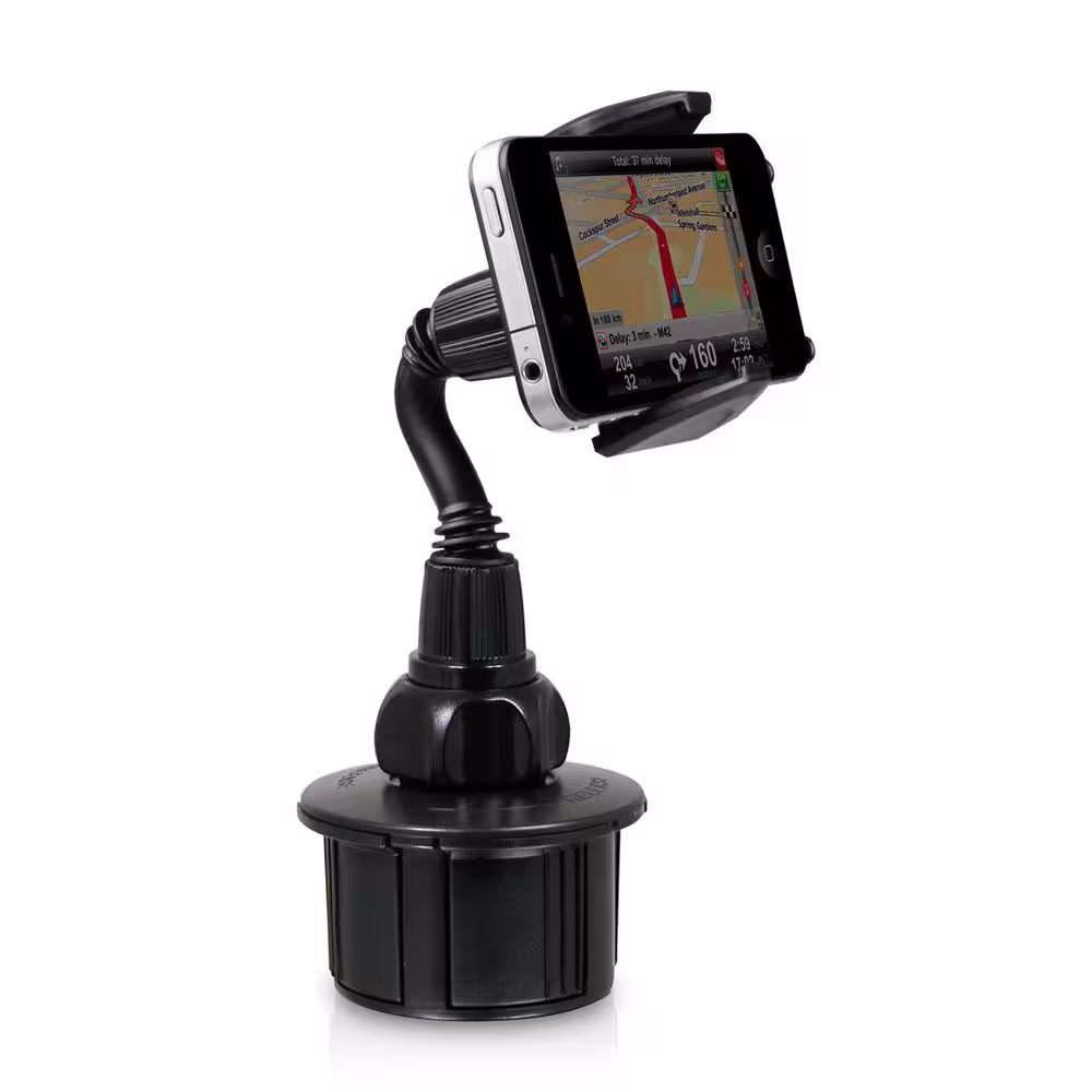 Macally 9.75 in. Tall Adjustable Automotive Cup Holder Mount for Smartphones and GPS