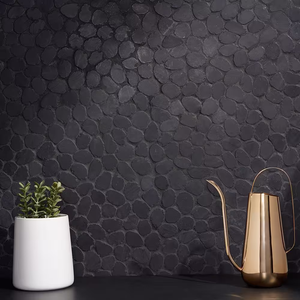 Ivy Hill Tile Countryside Sliced Round 11.81 in. x 11.81 in. Black Floor and Wall Mosaic (0.97 sq. ft. / sheet)