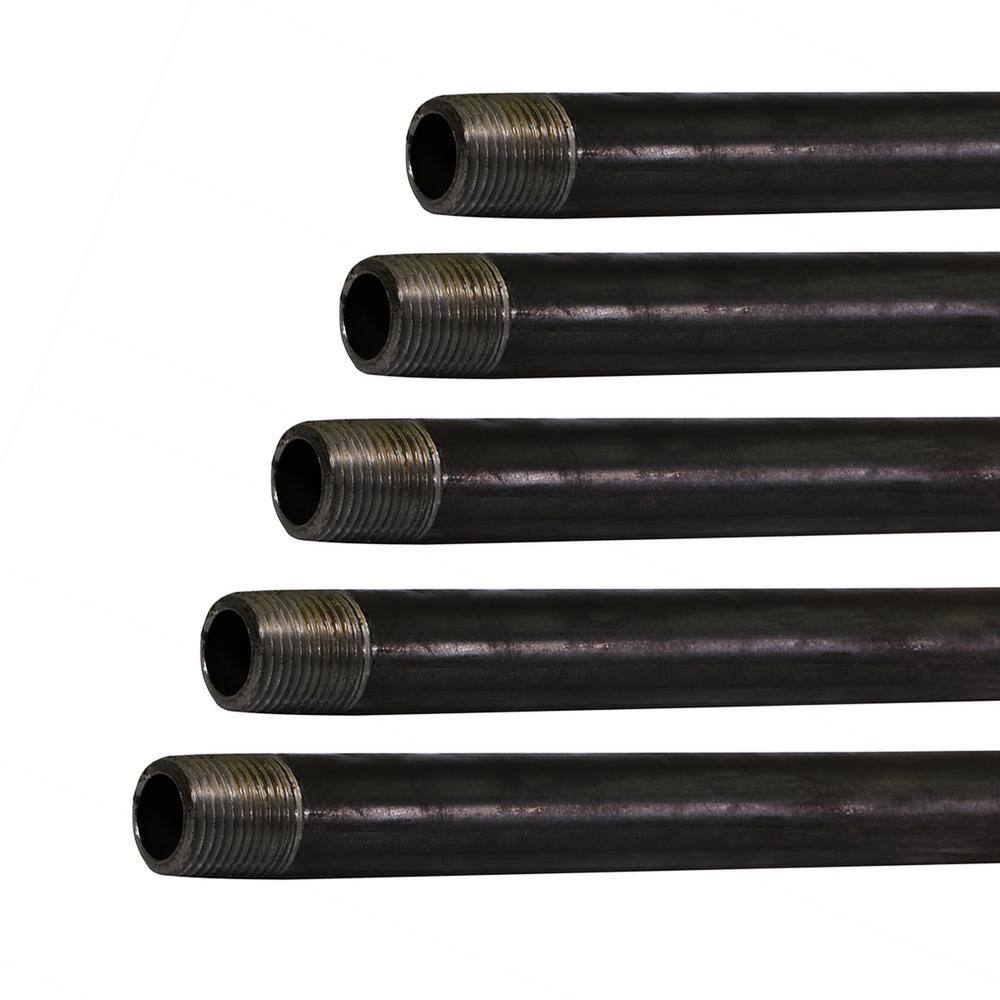 The Plumber's Choice 1/2 in. x 3 ft. Black Steel Pipe (5-Pack)