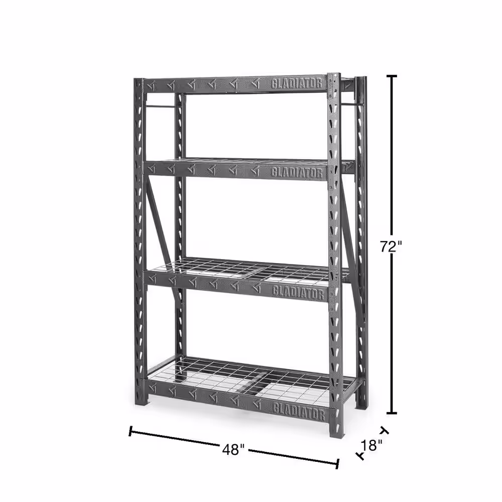 Gladiator White 4-Tier Heavy Duty Steel Garage Storage Shelving Unit (48 in. W x 72 in. H x 18 in. D)