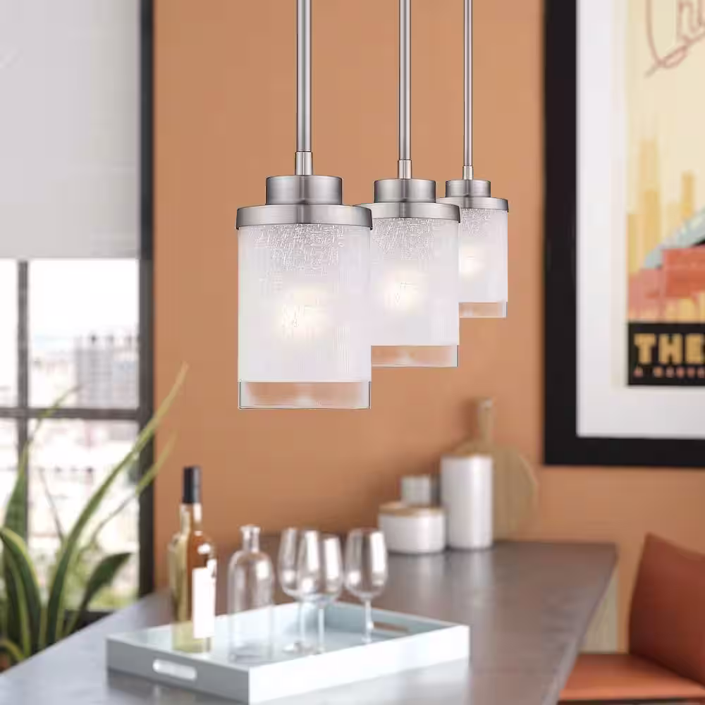 ZACHVO 1-Light Nickel Cylinder Pendant Light