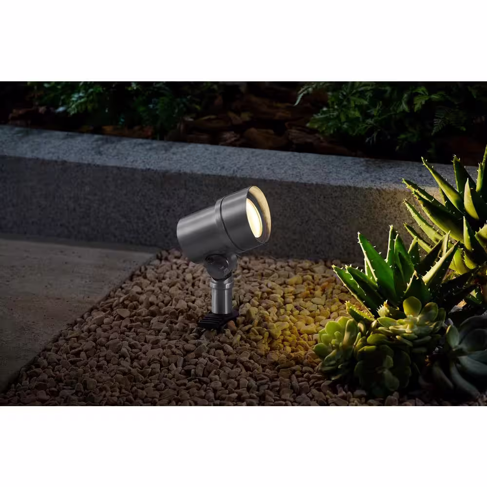 Home Decorators Collection Rodham 40-Watt Equivalent Low Voltage Silver Hardwired Integrated LED Landscape Flood Light with Adjustable Lamp Head