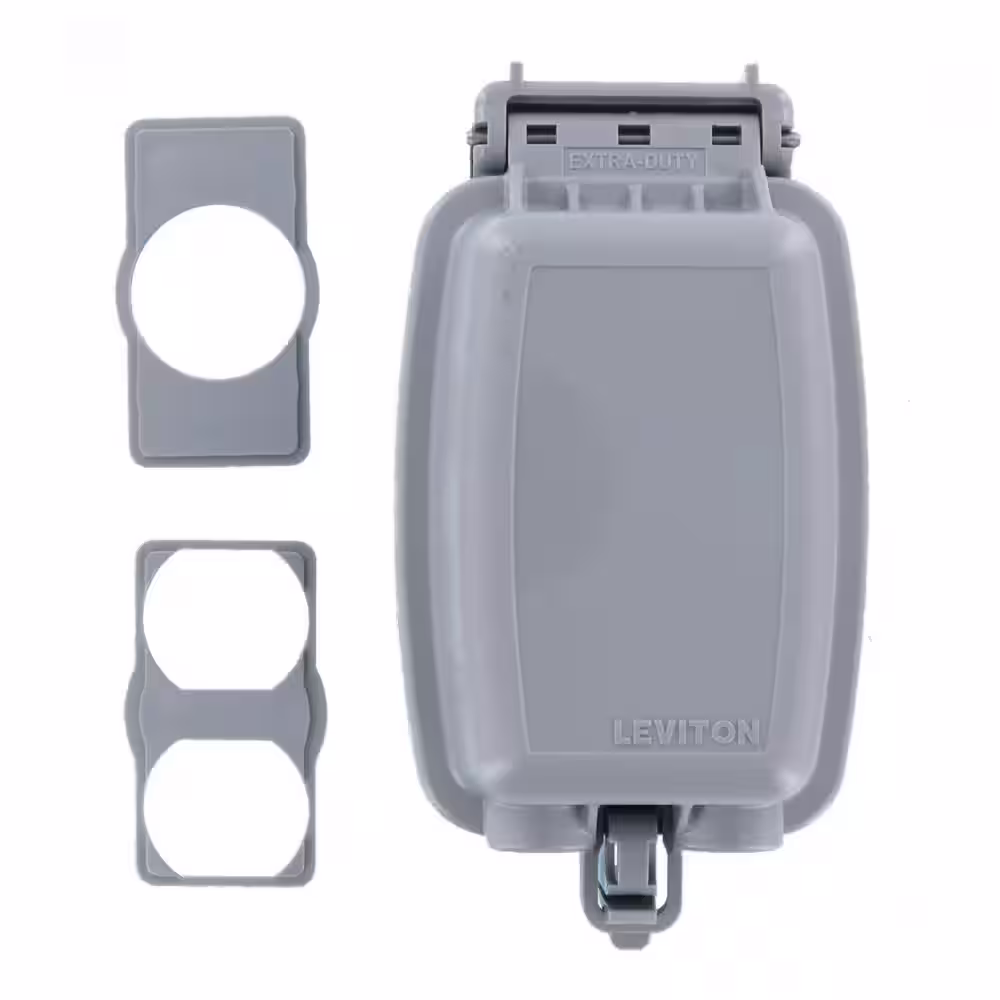 Leviton Decora/GFCI 1-Gang Extra Heavy Duty Raintight While-In-Use Device Mount Vertical Cover with Lid, Gray