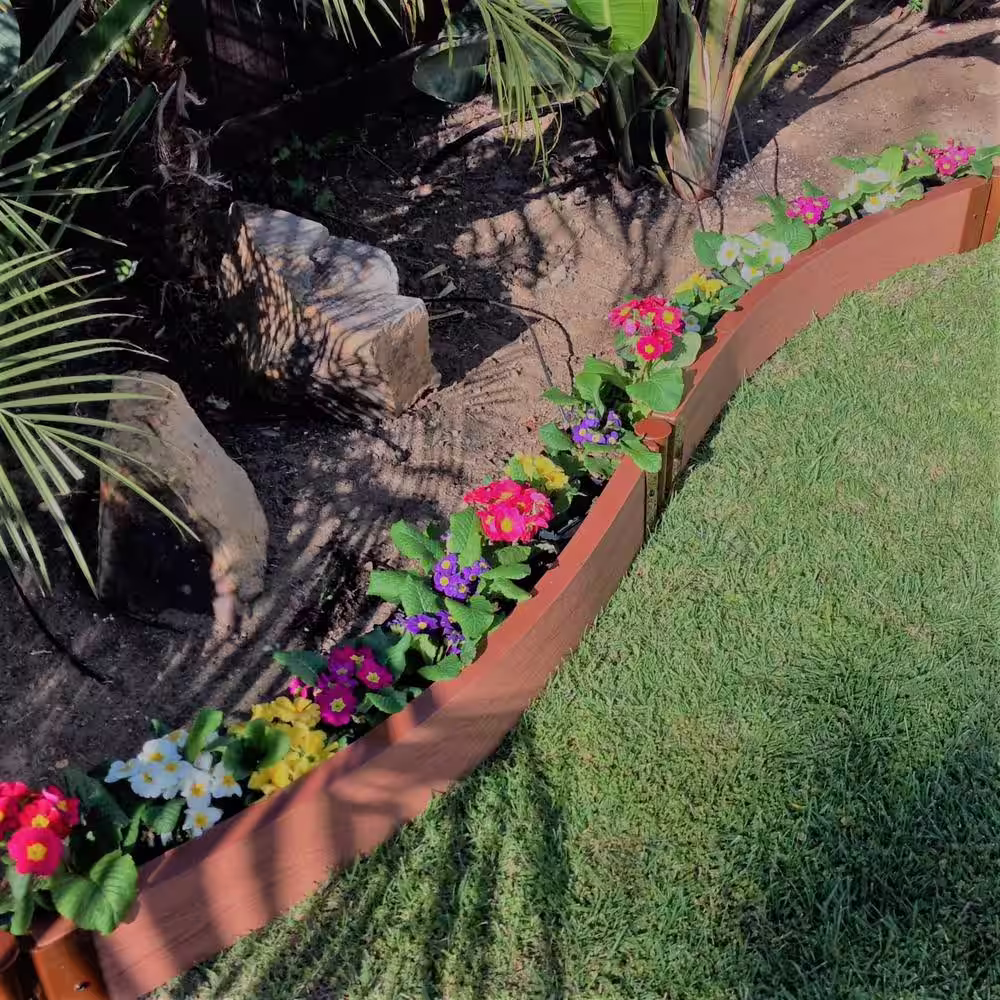 Frame It All Two Inch Series 16 ft. x 5.5 in. Classic Sienna Backyard Border Curved Kit