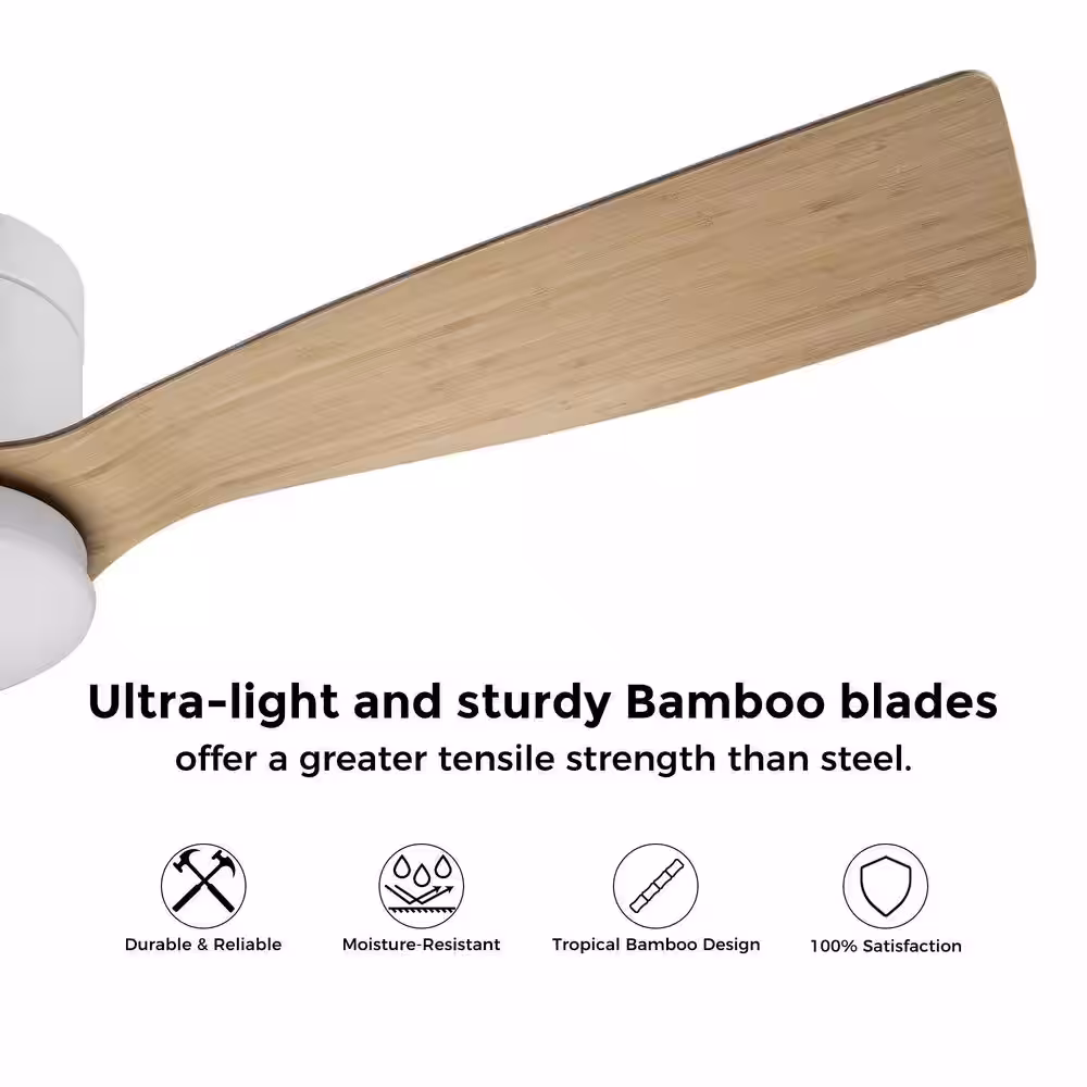 CARRO Striver 52 in. Integrated LED Indoor/Outdoor White Smart Ceiling Fan with Light and Remote, Works with Alexa/Google Home