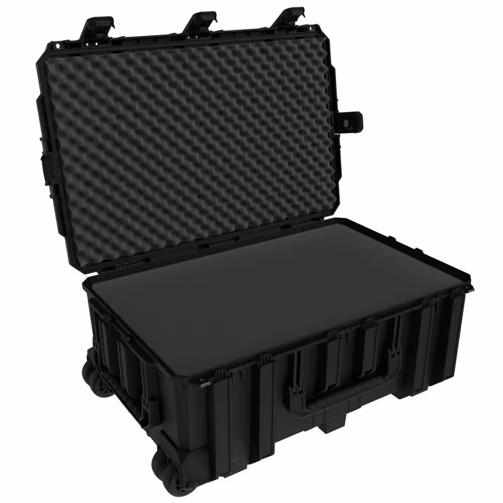Seahorse 31.9 in. L x 21.1 in. W x 13.2 in. H Black Large Rolling Watertight Tool Case with Foam