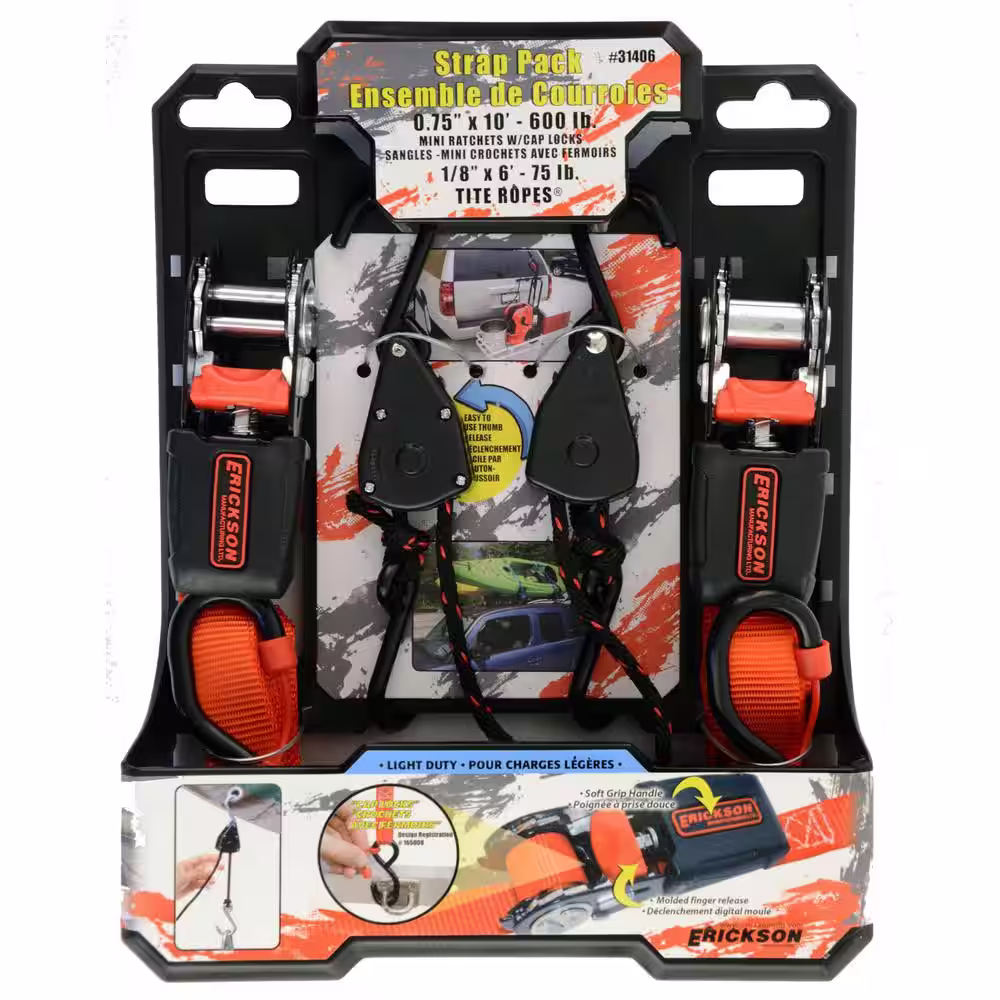 Erickson 6 ft. x 1/8 in. Tite Rope with 10ft. x 3/4 in. Ratchet Strap (Combo-Pack)