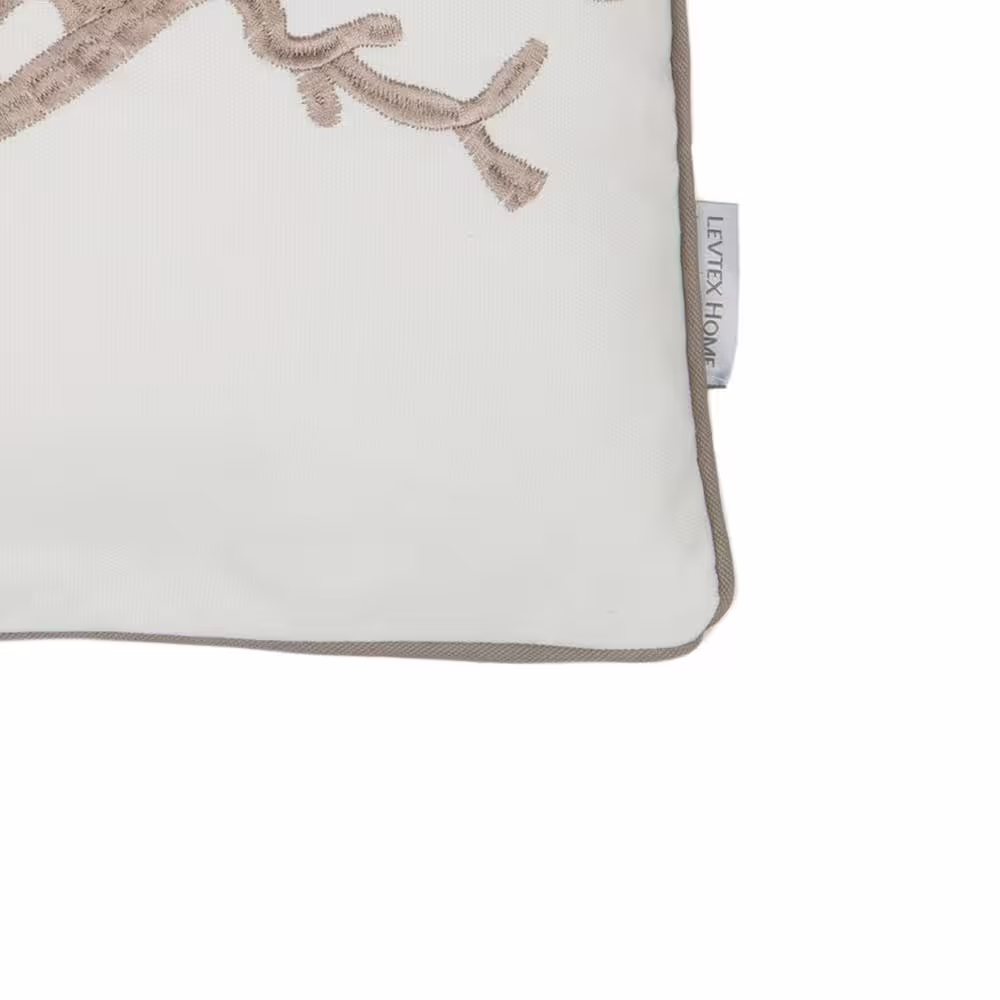 Levtex Home Galapagos White and Taupe Coral Embroidered18 in. x 18 in. Throw Pillow