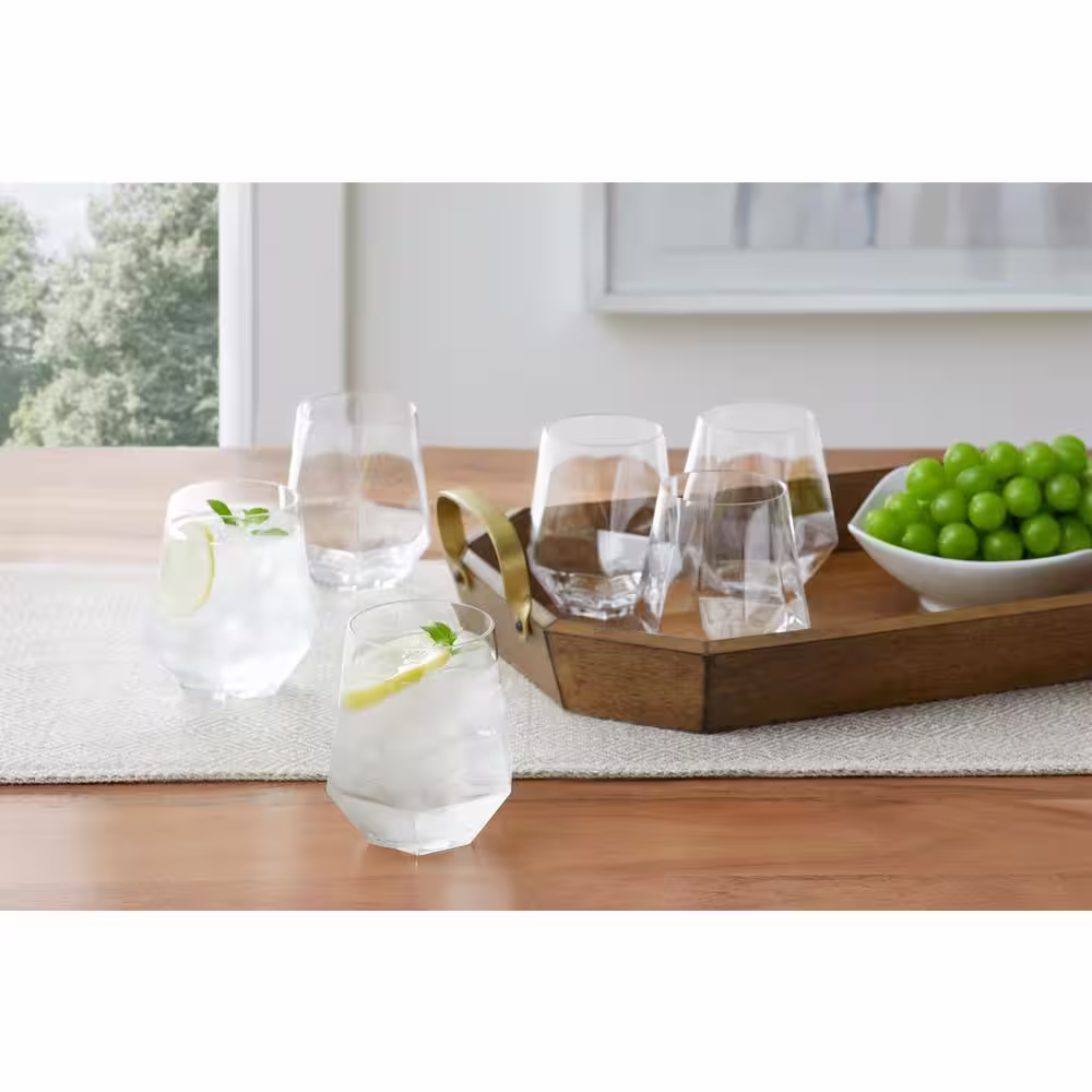 Home Decorators Collection Classic Acrylic Diamond Stemless Wine Glasses - 18 oz. (Set of 6)