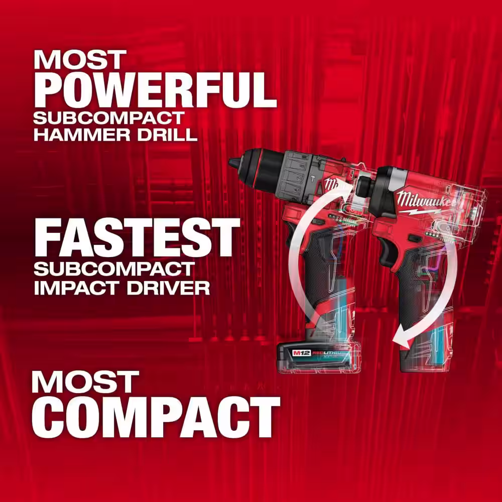None M12 FUEL 12-Volt Lithium-Ion Brushless Cordless Hammer Drill and Impact Driver Combo Kit w/M12 ROVER Service Light