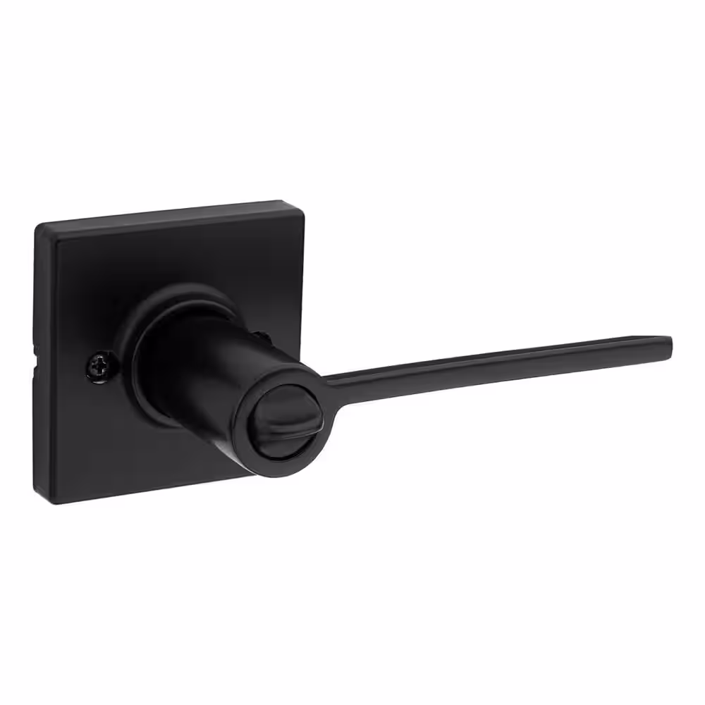 Kwikset Ladera Matte Black Keyed Entry Door Handle Featuring SmartKey Security