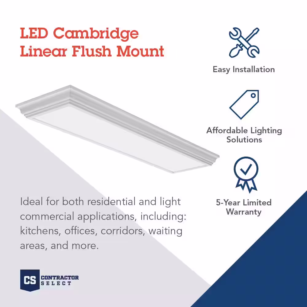 Lithonia Lighting Cambridge 4 ft. 35-Watt White Integrated LED Flushmount