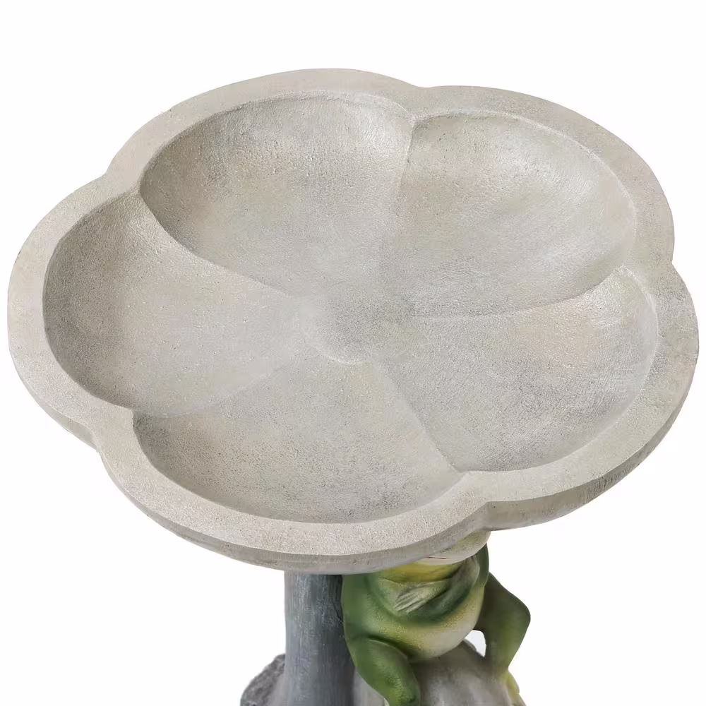 Sunnydaze Decor Polyresin Brooding Frog on Stone Outdoor Garden Bird Bath