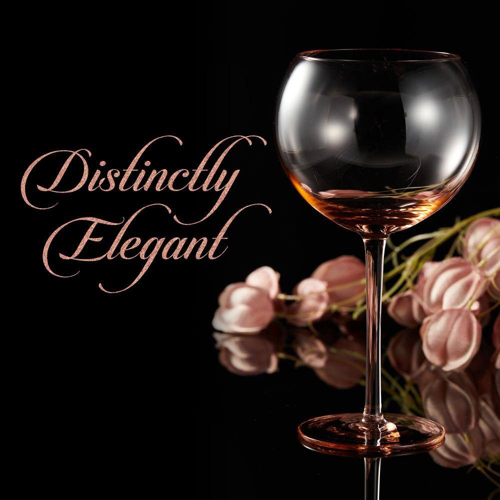 None Luxurious and Elegant Sparkling 18.7 oz. Rose Pink Colored Glassware (Set of 2)