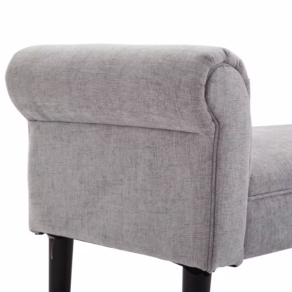 HOMCOM Light Grey Polyester Armrest Ottoman Bench 23 in. x 52 in. x 18 in.