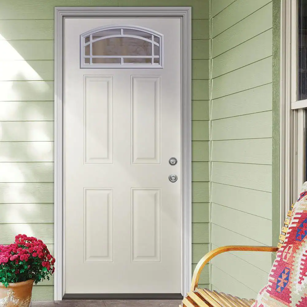 Steves & Sons 35-3/4 in. x 79 in. Reliant 11-Lite Cambertop White Primed Fiberglass Clear Front Door Slab