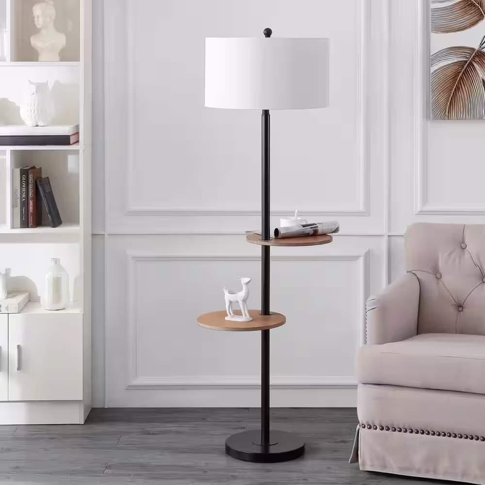 SAFAVIEH Kelsen 62.75 in. Matte Black Floor Lamp