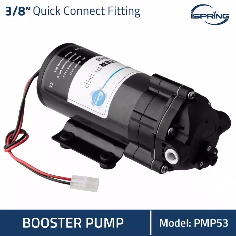 ISPRING PMP53 Booster Pump for RCS5T Reverse Osmosis Water Filtration System, PMP500's Upgraded Version, Pre-Wired Quick-Connect
