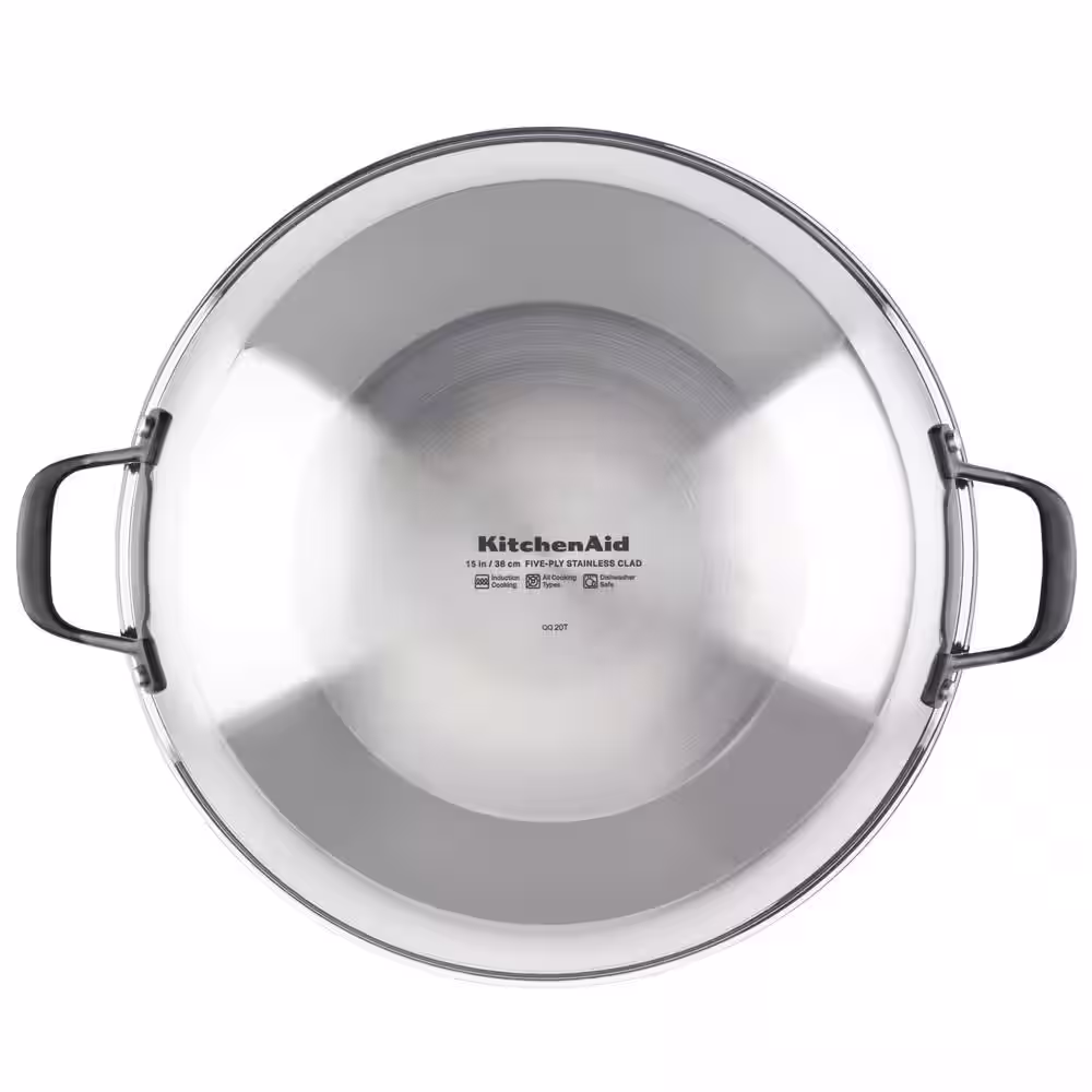 KitchenAid 5-Ply Clad 15 in. Polished Stainless Steel Wok
