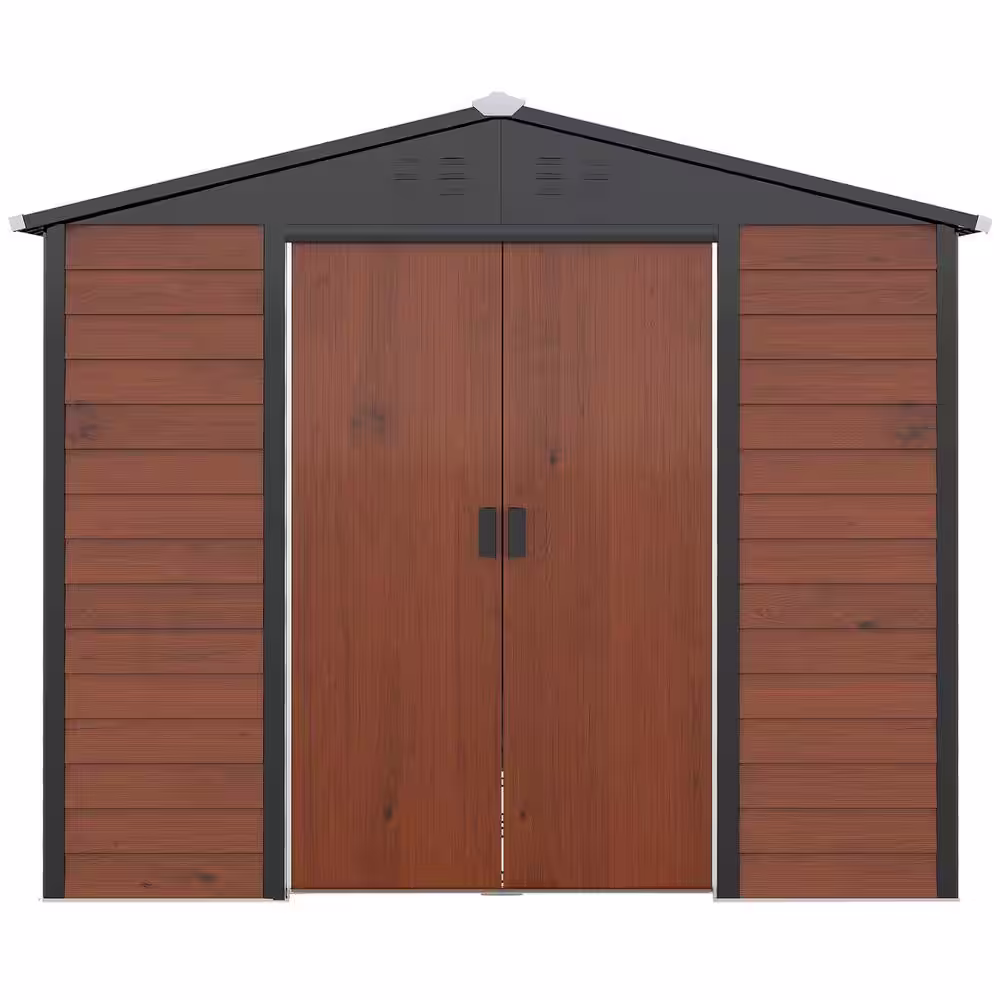 Outsunny 7.87 ft. W x 6.75 ft. D Metal Shed with Double Sliding Lockable Door 47 sq. ft.