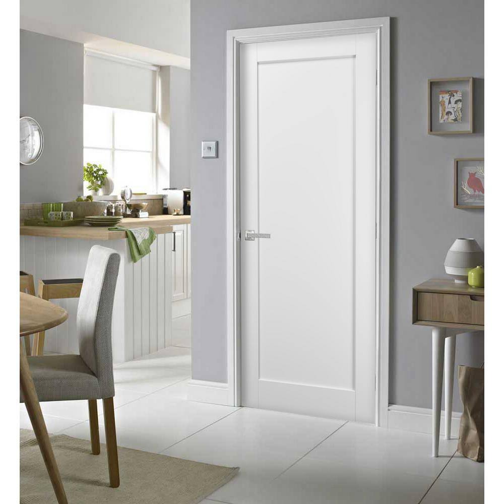 Sartodoors 4111 24 in. x 84 in. Single Panel No Bore Solid MDF Frosted Glass White Finished Pine Wood Interior Door Slab