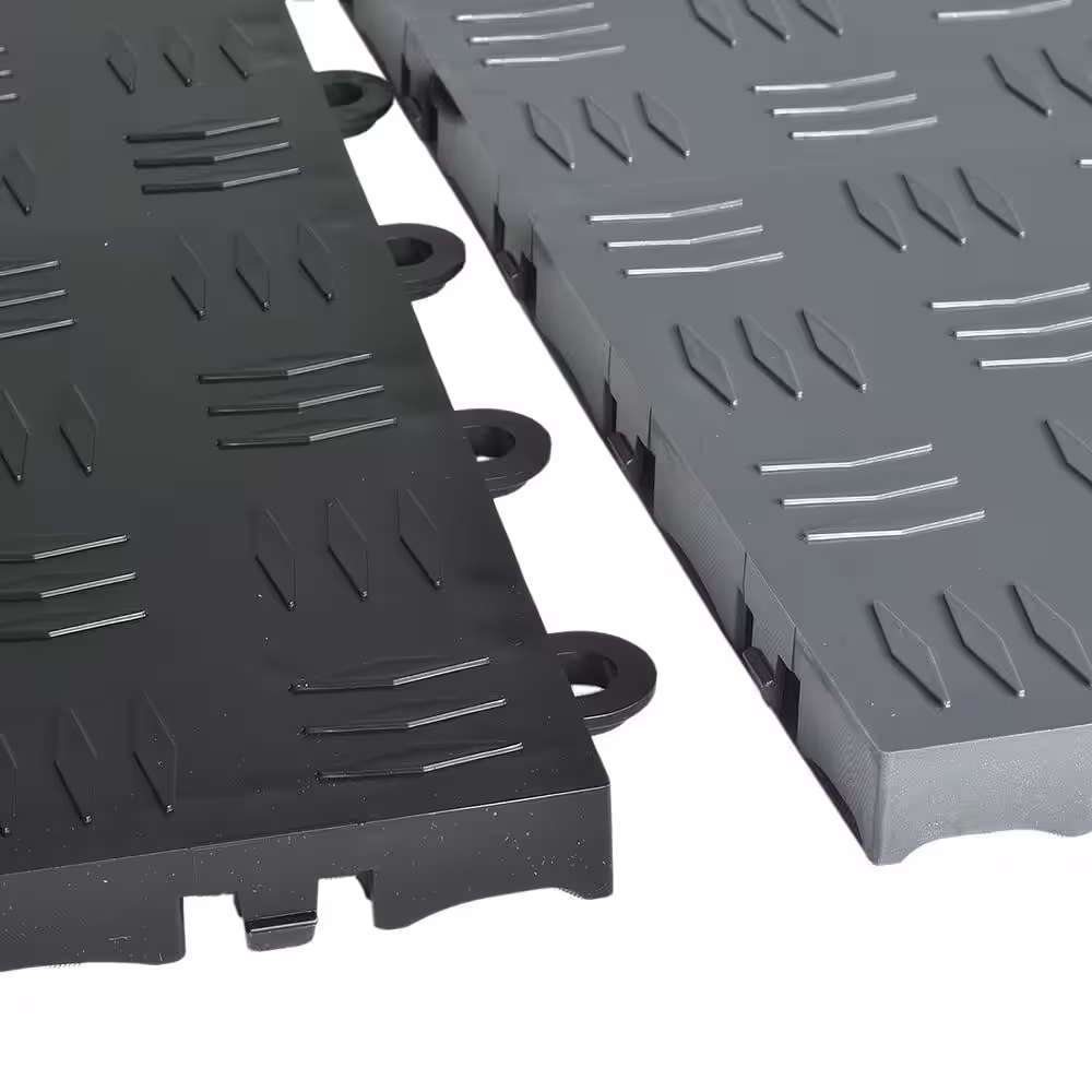 Greatmats Diamond Top 12-1/8 in. W x 12-1/8 in. L Black Polypropylene Garage Flooring Tile (Case of 25)