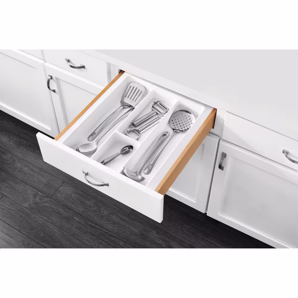 Rev-A-Shelf 2.375 in. H x 8.625 in. W x 21.25 in. D Small White Utility Tray Drawer Insert