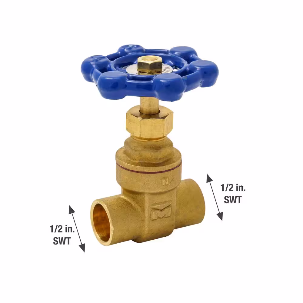 Everbilt 1/2 in. x 1/2 in. SWT x SWT Compact-Pattern Brass Gate Valve