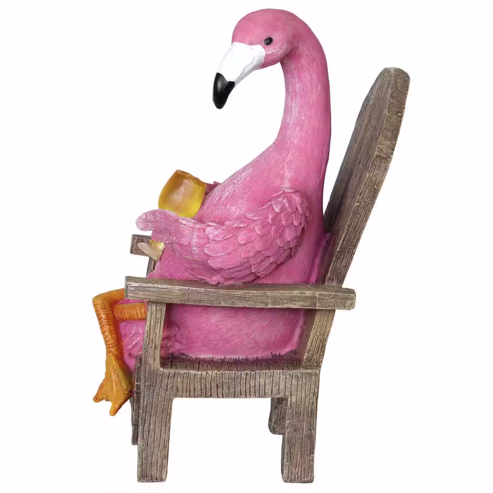 Exhart Solar Flamingo with Cocktail Garden Statue