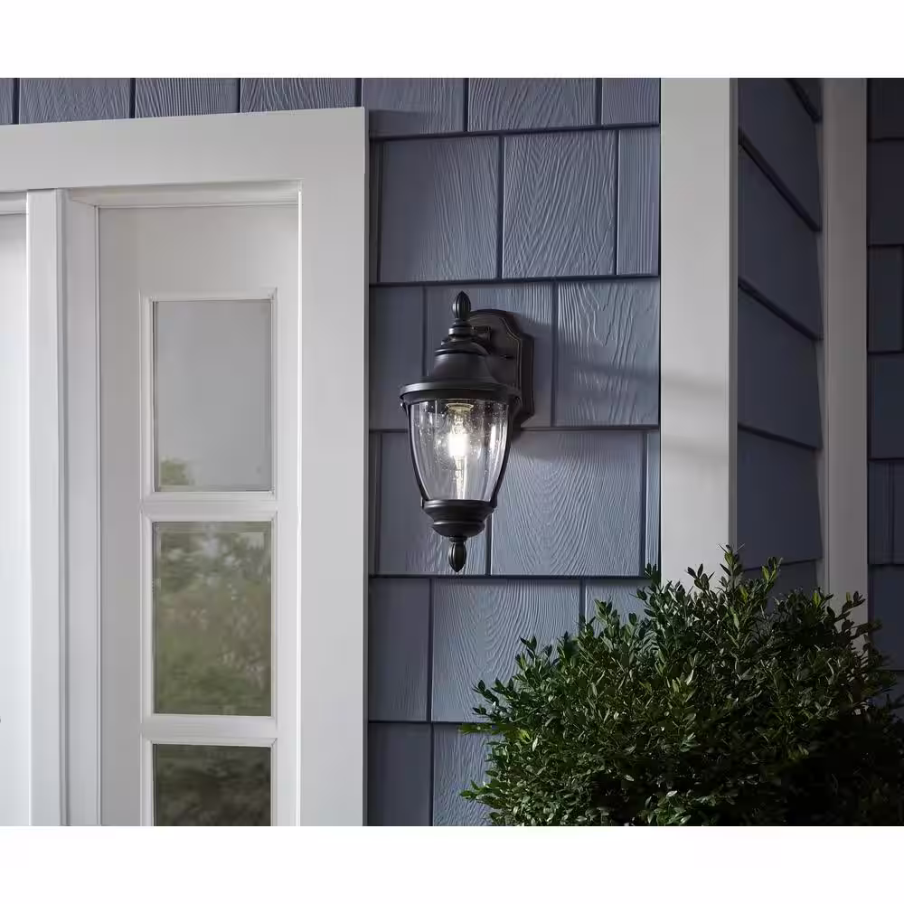 Home Decorators Collection Wilkerson 1-Light Black Outdoor Wall Lantern Sconce