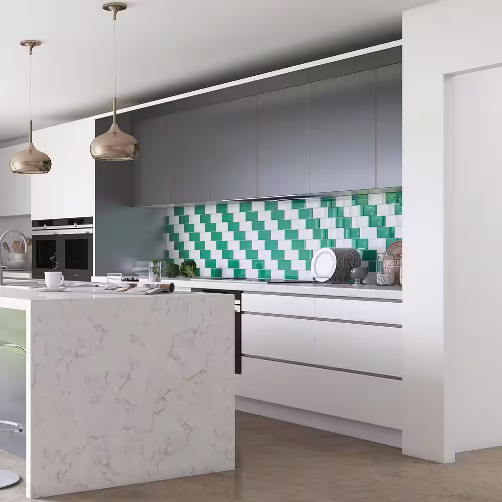 Giorbello Emerald Green 3 in. x 6 in. x 8 mm Glass Subway Wall Tile (5 sq. ft./case)