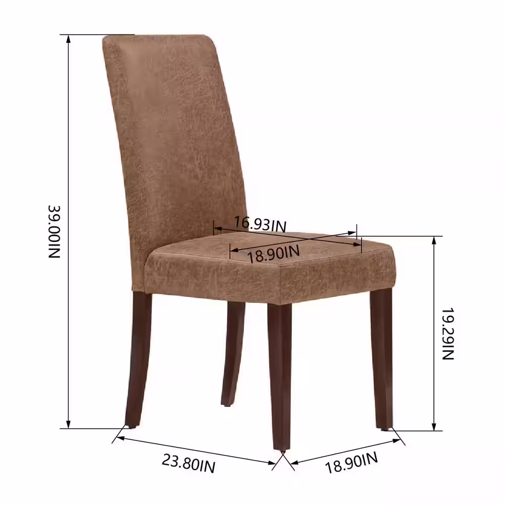 StyleWell Groston Camel Brown Upholstered Parsons Dining Chairs with Chocolate Wood Legs (Set of 2)