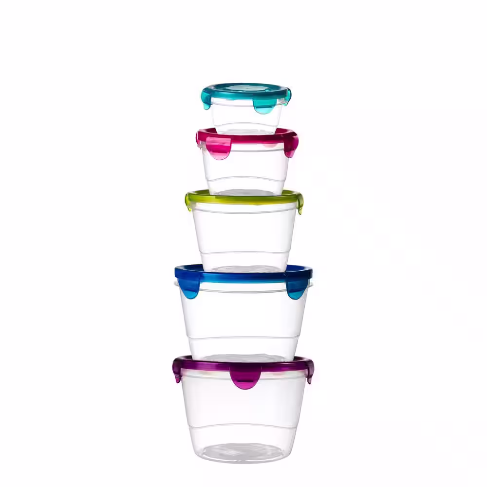 None Jumbo 5-Piece Lock and Seal Round Food Storage Container Set