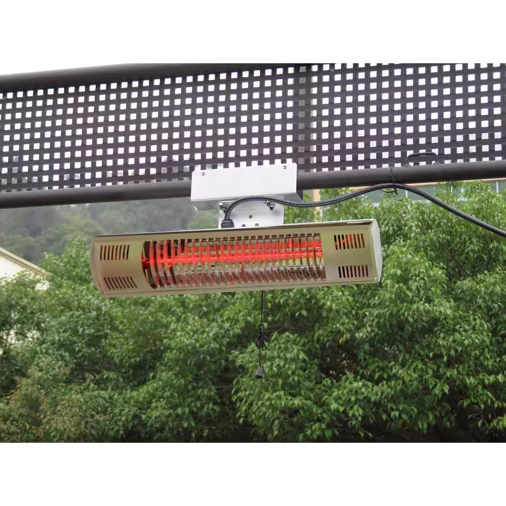 None 1500-Watt Infared Wall Mounted with Gold Tube Electric Outdoor Heater