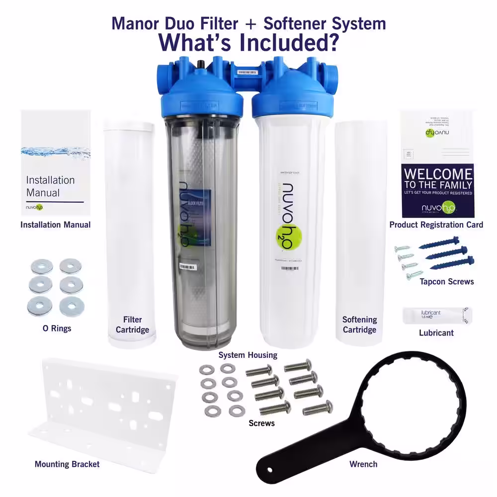 NuvoH2O Manor + Taste Whole House Salt-Free Water Softener, Conditioner, And Filtration System