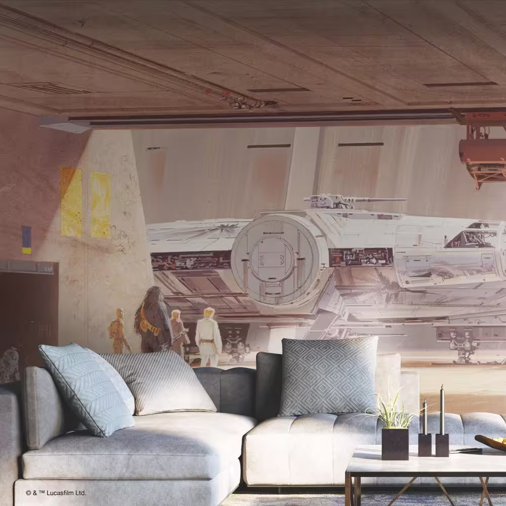 RoomMates Ralph Mcquarrie's Star Wars Docking Bay Millennium Falcon Peel and Stick Wall Mural
