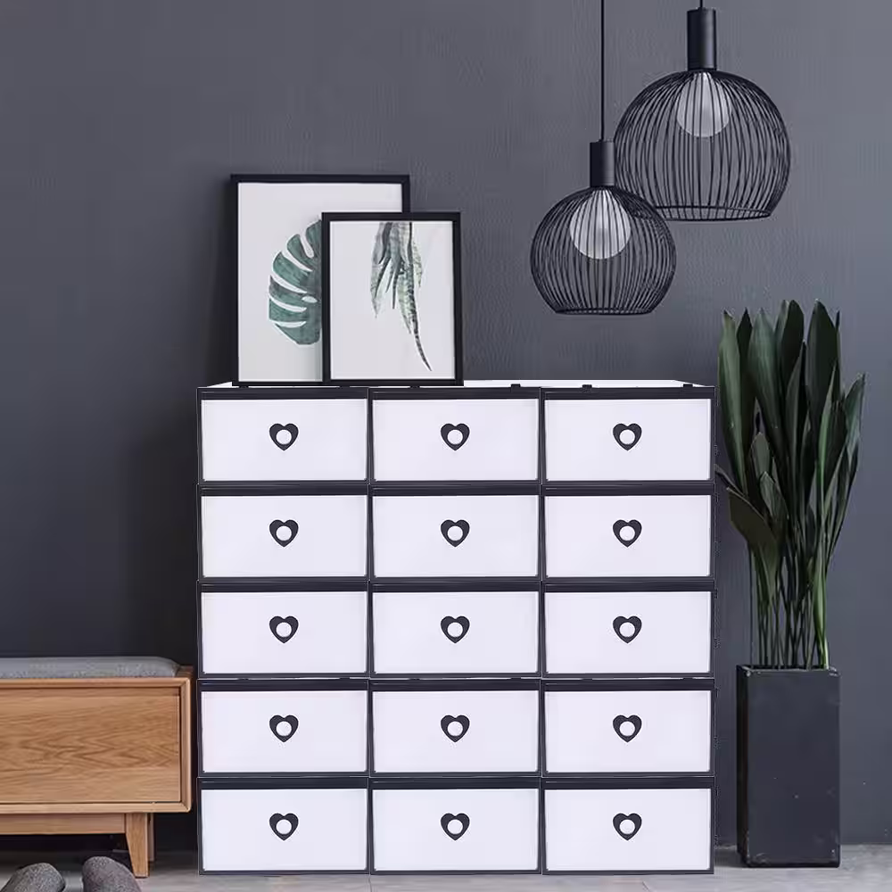 None 20-Pair Stackable Clear Plastic Shoe Boxes