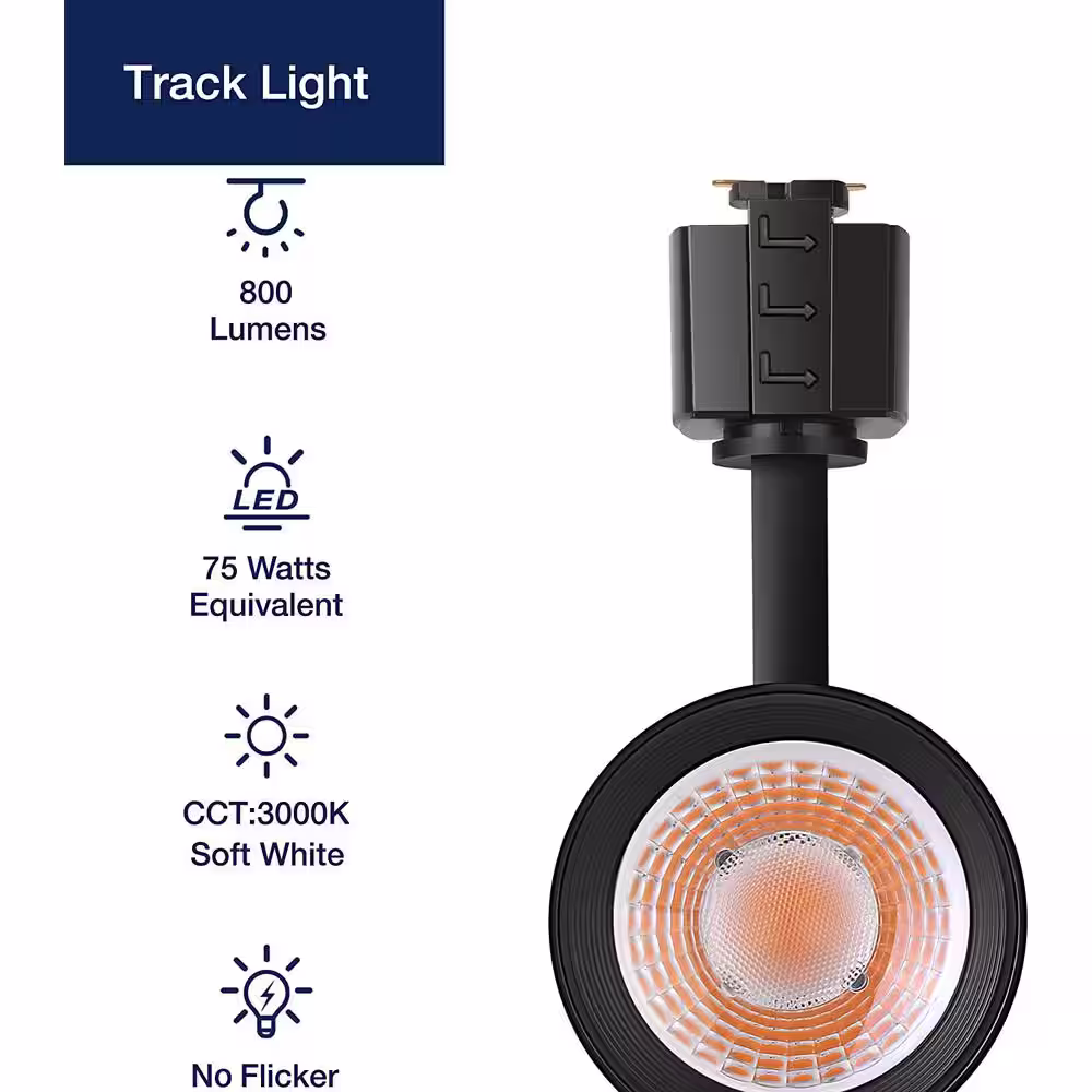 None 1-Light Black Integrated LED Linear Track Lighting Mini Cylinder Step Head (4-Pack)