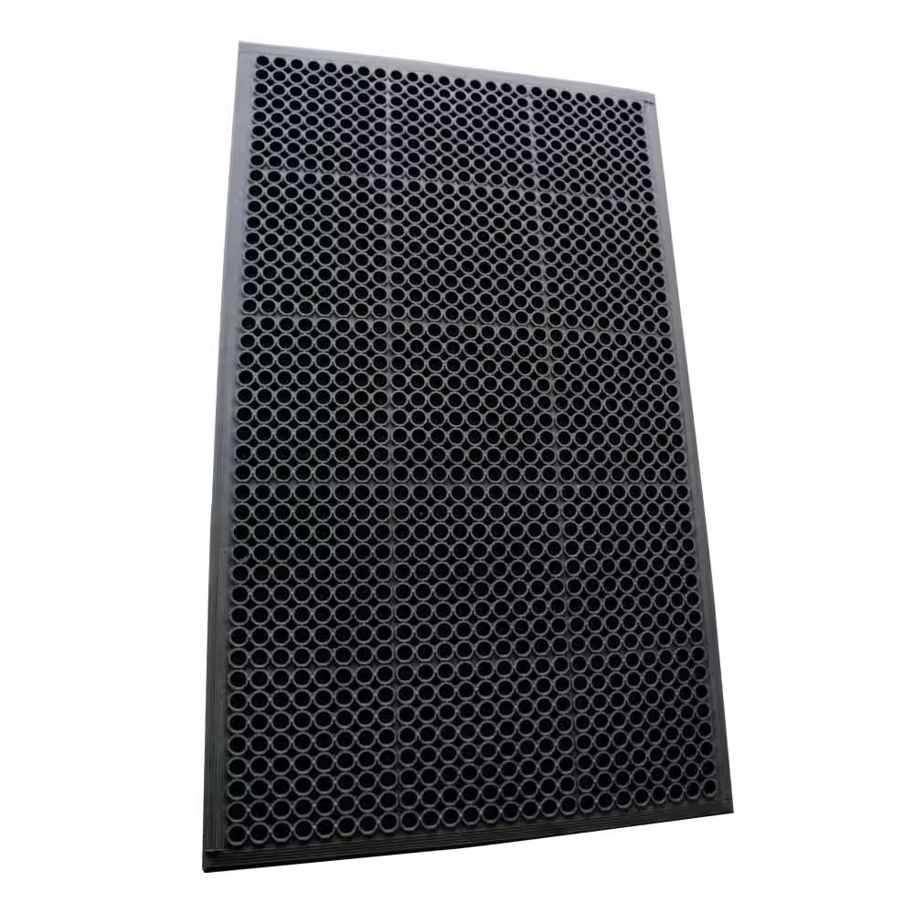 Rubber-Cal Dura-Chef Black 1/2 in. x 36 in. x 60 in. Rubber Comfort Mat
