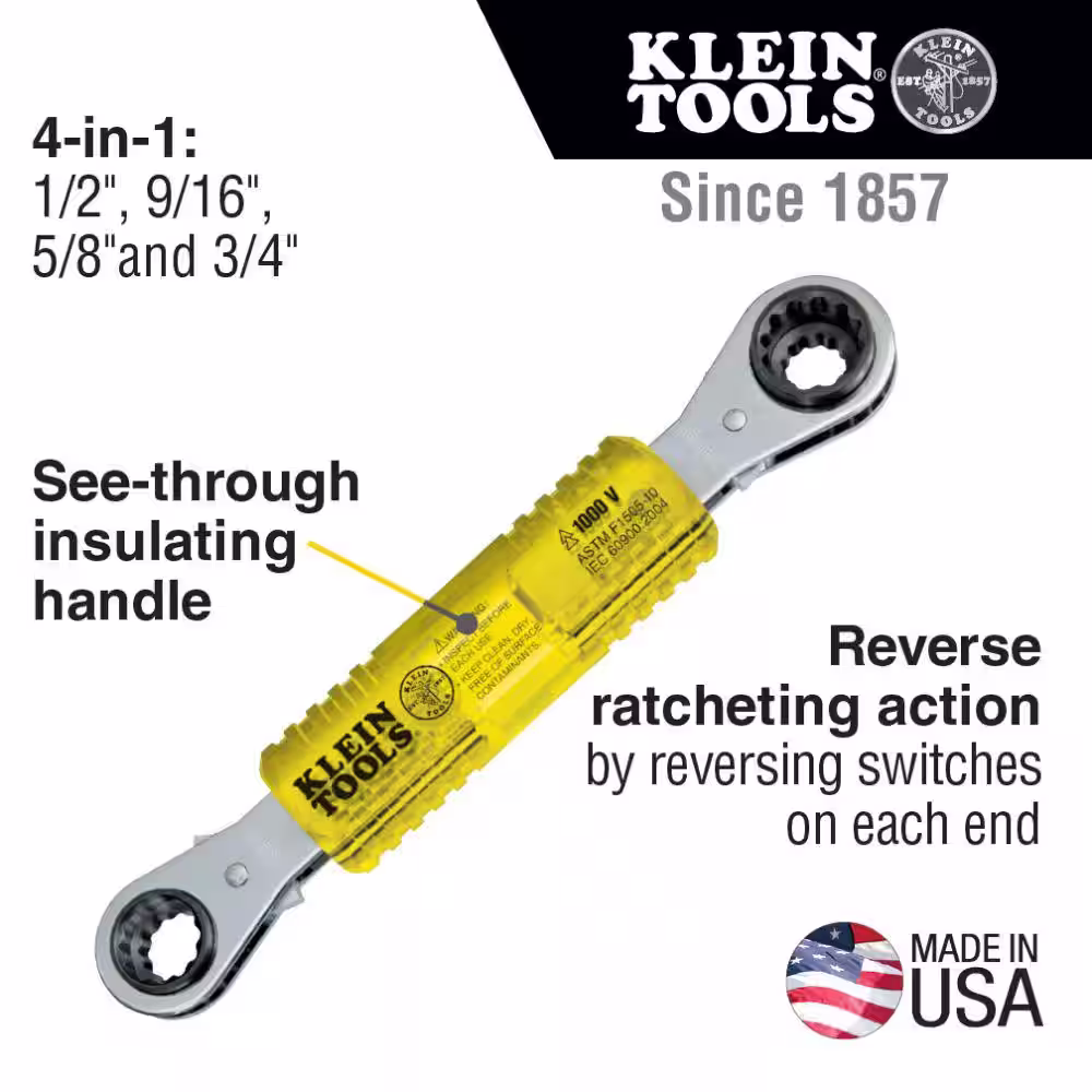 Klein Tools Lineman's Insulating 4-in-1 Box Wrench