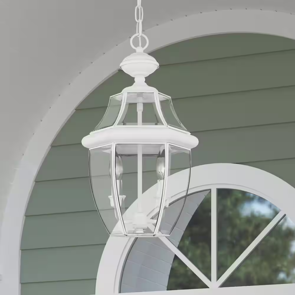 Livex Lighting Monterey 2 Light White Outdoor Pendant Lantern