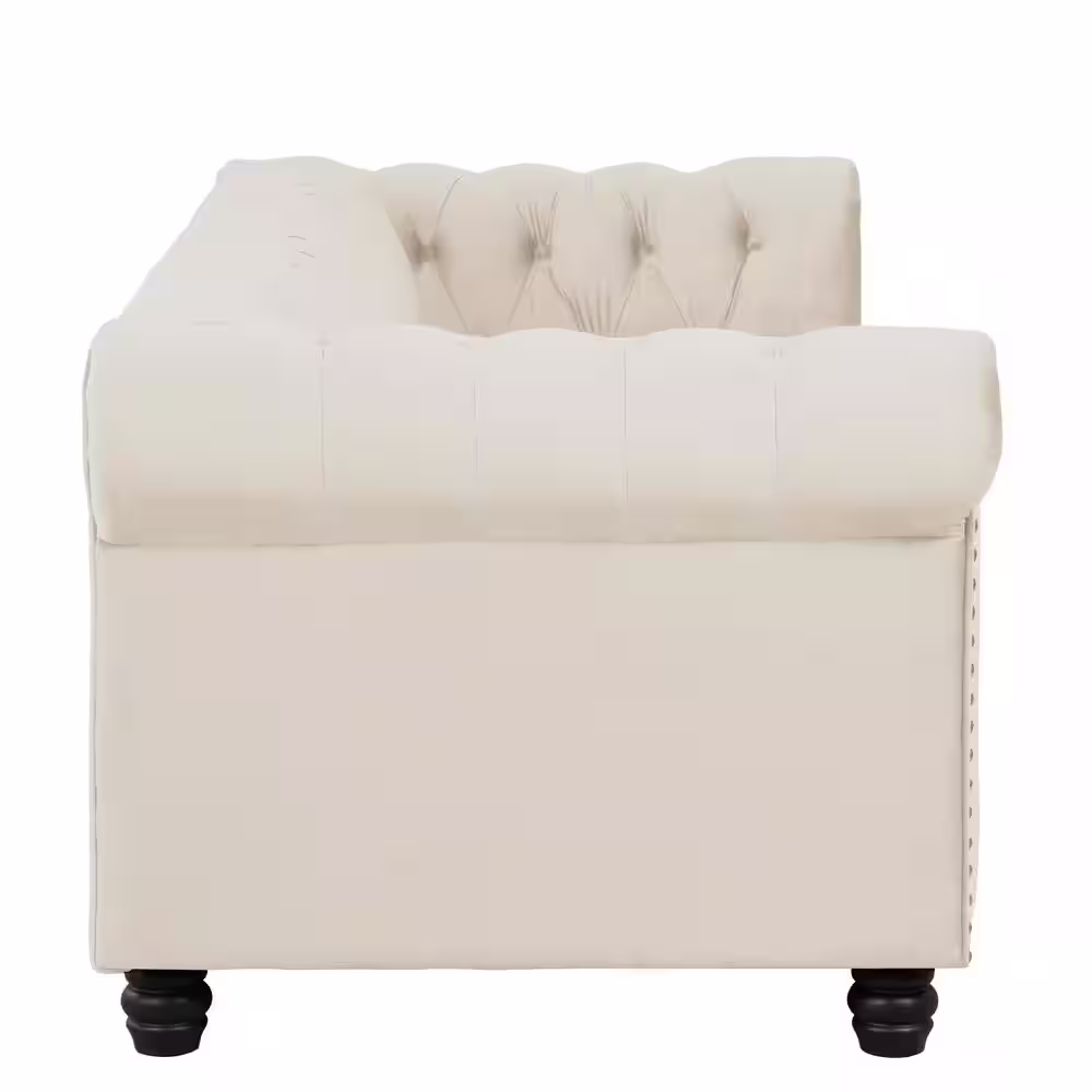 Morden Fort Velvet Couches for Living Room Sets, Chair, loveseat and Sofa 3 Pieces Top in Beige