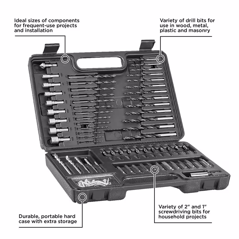 BLACK+DECKER Combination Drill and Screwdriver Set (109-Piece)