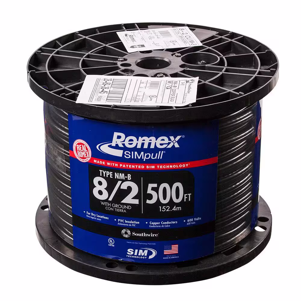 Southwire 500 ft. 8/2 Black/Red Stranded Romex SIMpull CU NM-B W/G Wire