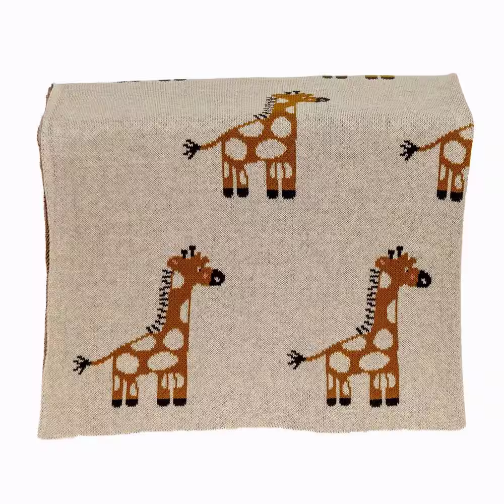 HomeRoots Jordan Ivory Animal Cotton Baby Blanket