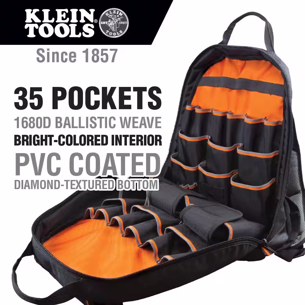 Klein Tools Tradesman Pro 17.5 in. Tool Gear Back Pack with 7-Piece Assorted Screwdriver Set