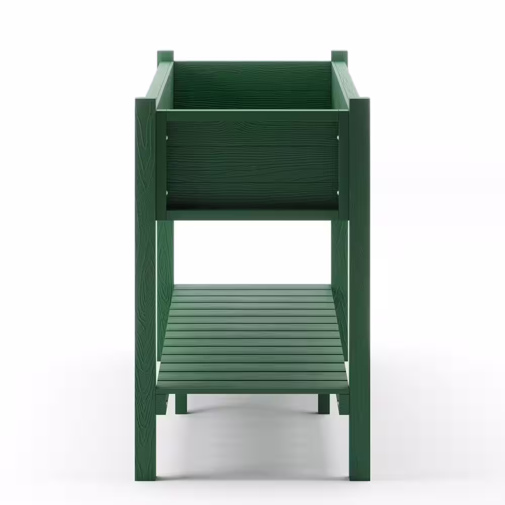 None 48 in. x 18 in. x 30 in. Green Raised Planter Boxes, Elevated Plastic Garden Bed Stand for Backyard, Patio, Balcony