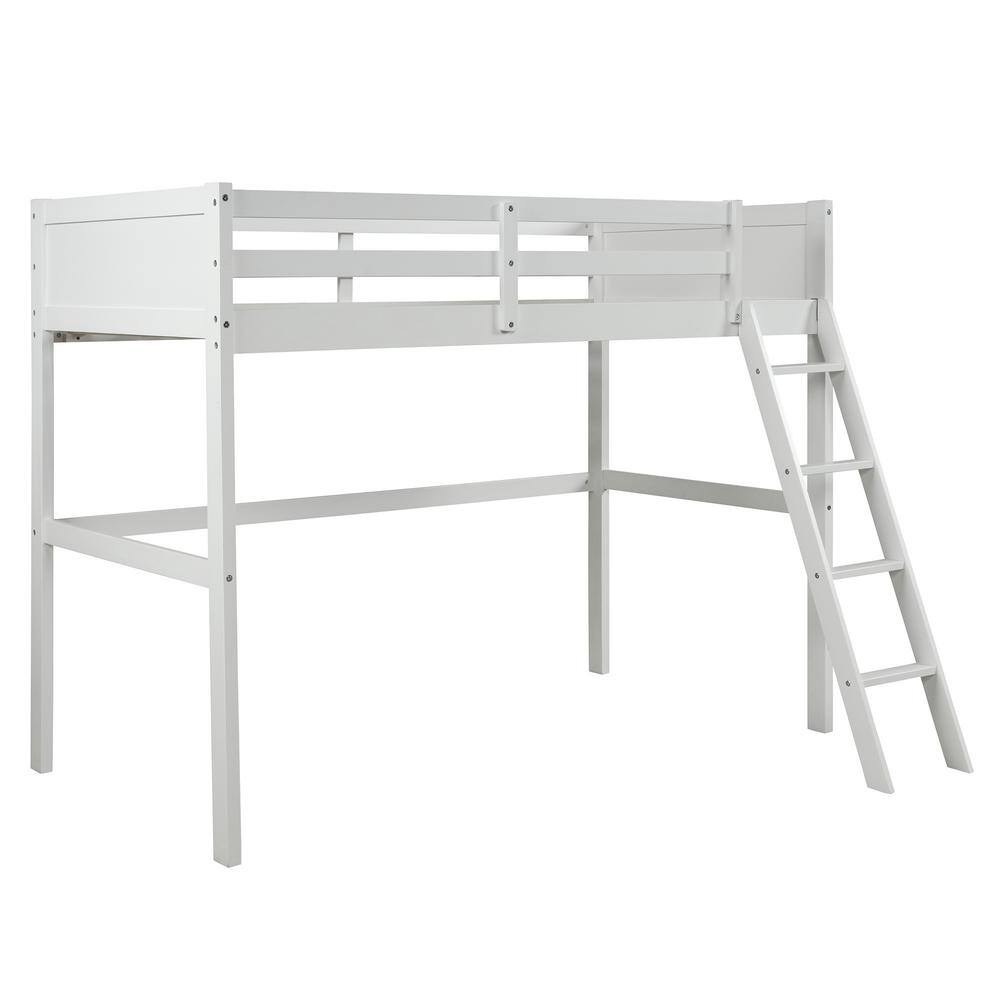 Qualler Eljah White Twin over Full Bunk Bed with Cabinet