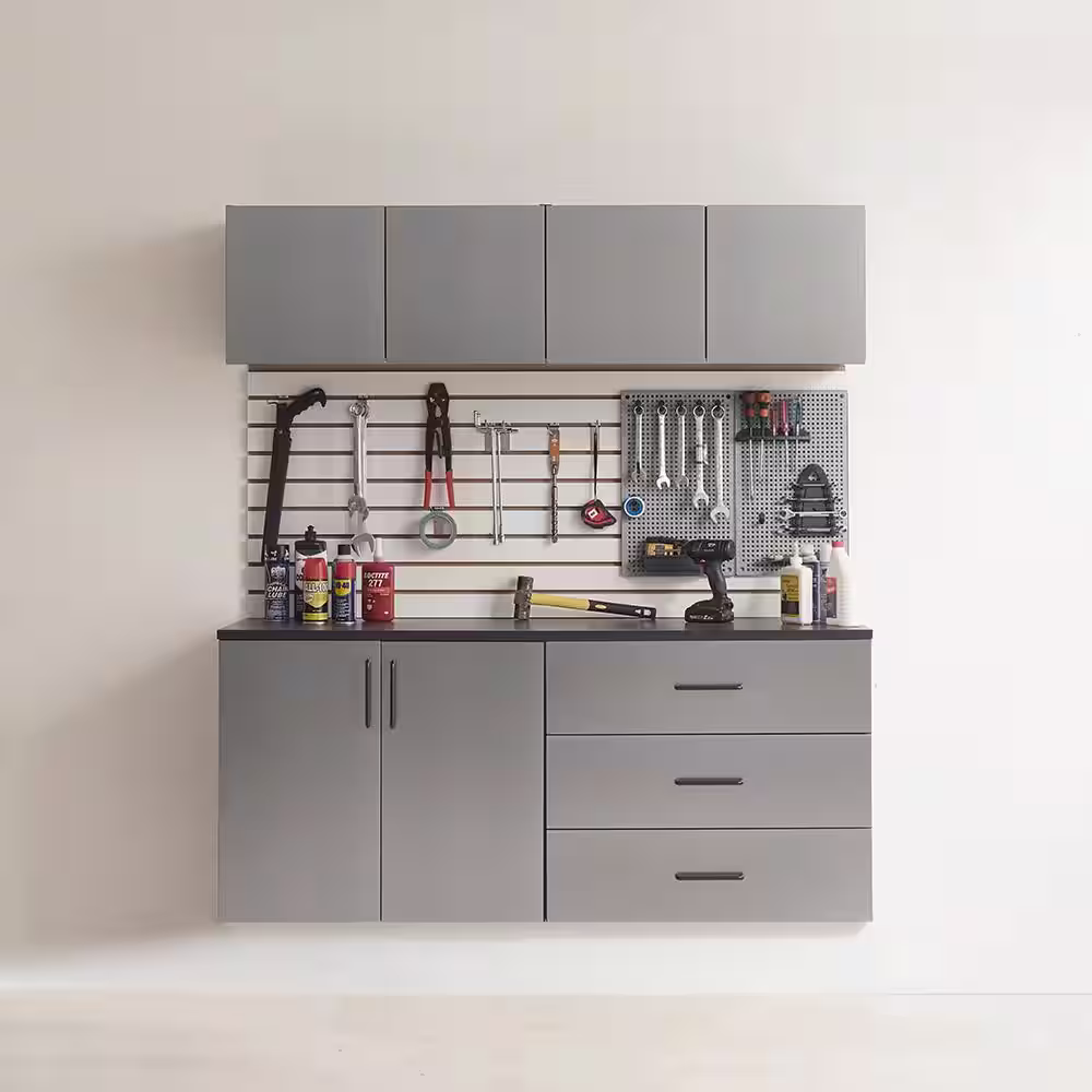 Garage TECH Astro Series Wood Wall Mounted Garage Cabinet in Metallic Gray (32 in W x 28 in H x 20 in D)