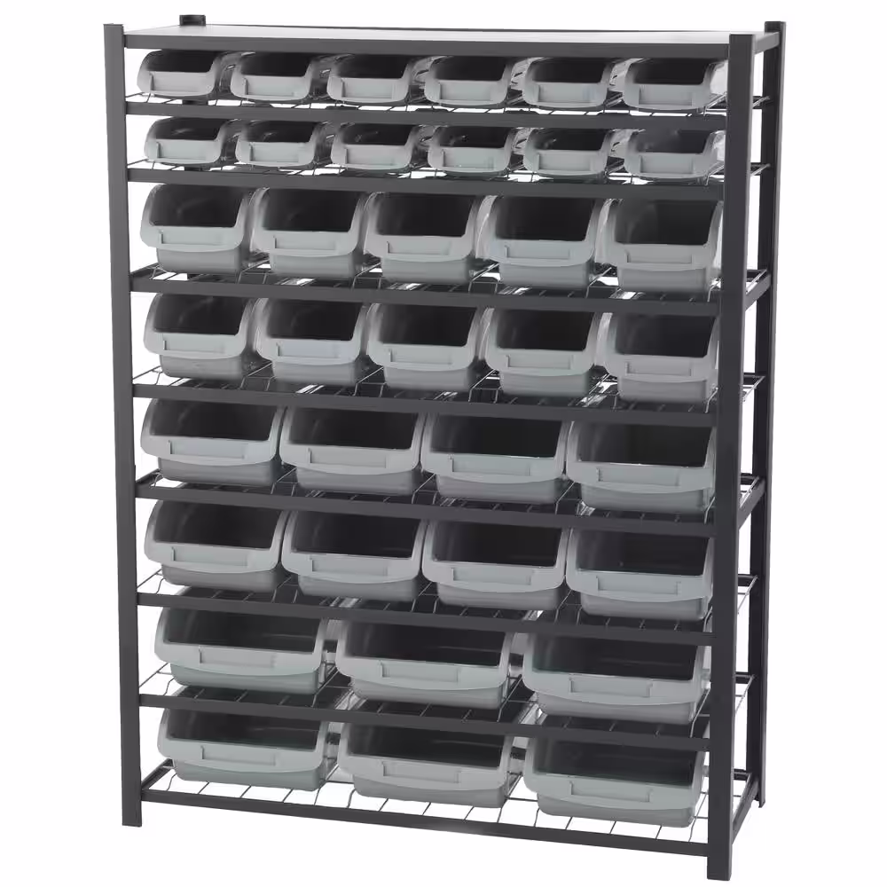 Sandusky 57 in. H x 44 in. W x 16 in. D Steel Commercial Bin Shelving Unit in Gray